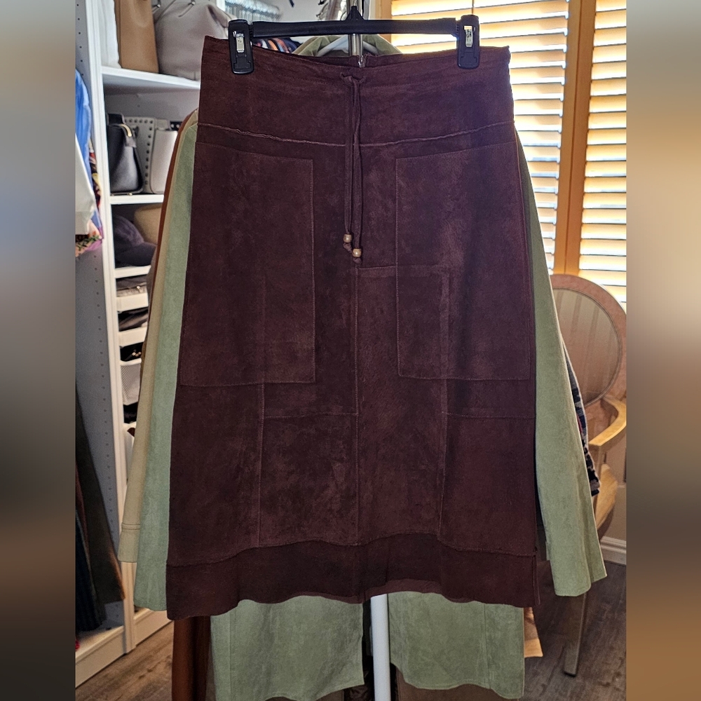 Brown Suede A-Line Skirt